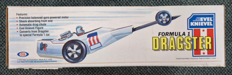 1975 Ideal Evel Knievel Formula 1 Dragster with Figure and Chute: Complete in Box 4