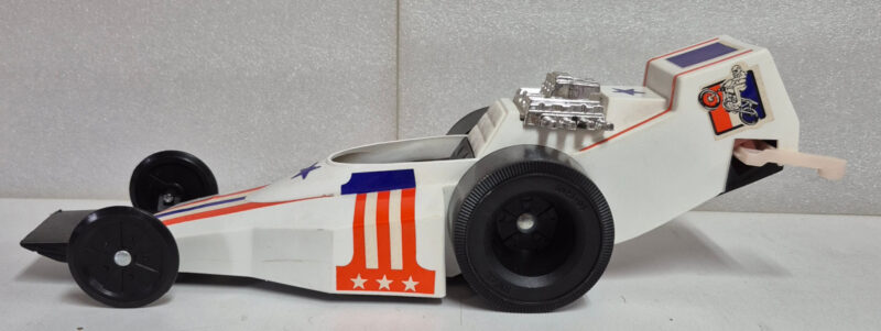 1975 Ideal Evel Knievel Formula 1 Dragster with Figure and Chute: Complete in Box 8