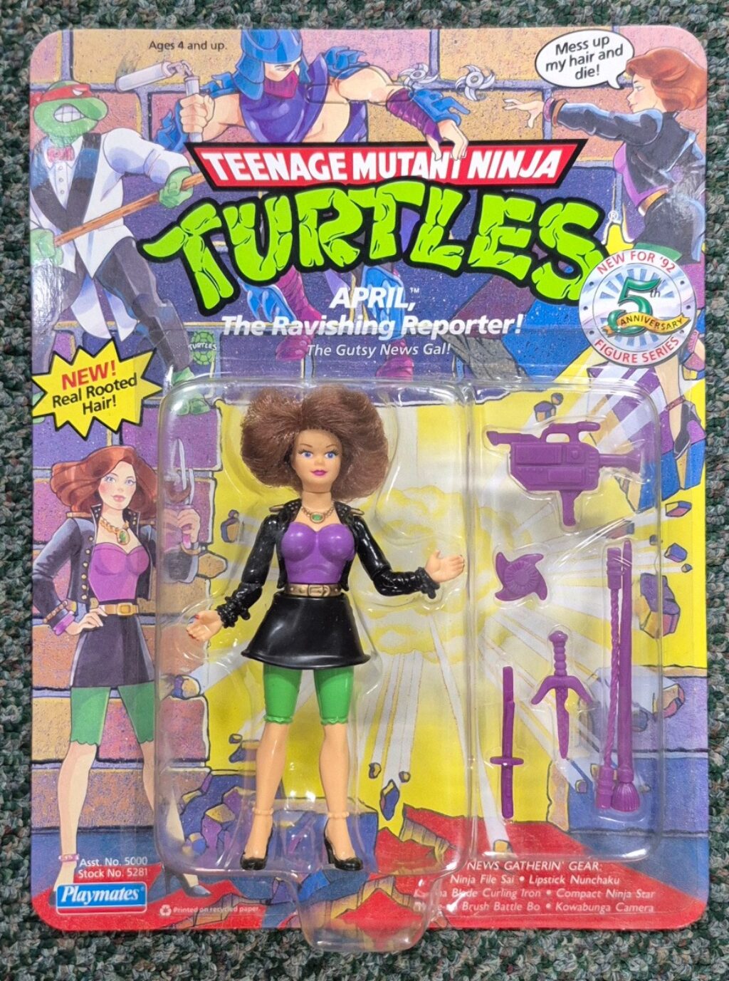 MOC Playmates TMNT April the Ravishing Reporter Action Figure: Mint on Unpunched Factory Sealed Card 1