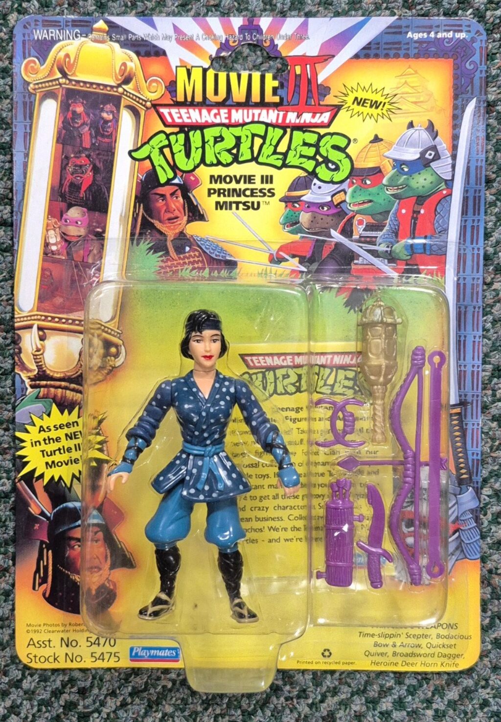 MOC Playmates TMNT Movie III Princess Mitsu Action Figure: Mint on Factory Sealed Card 1