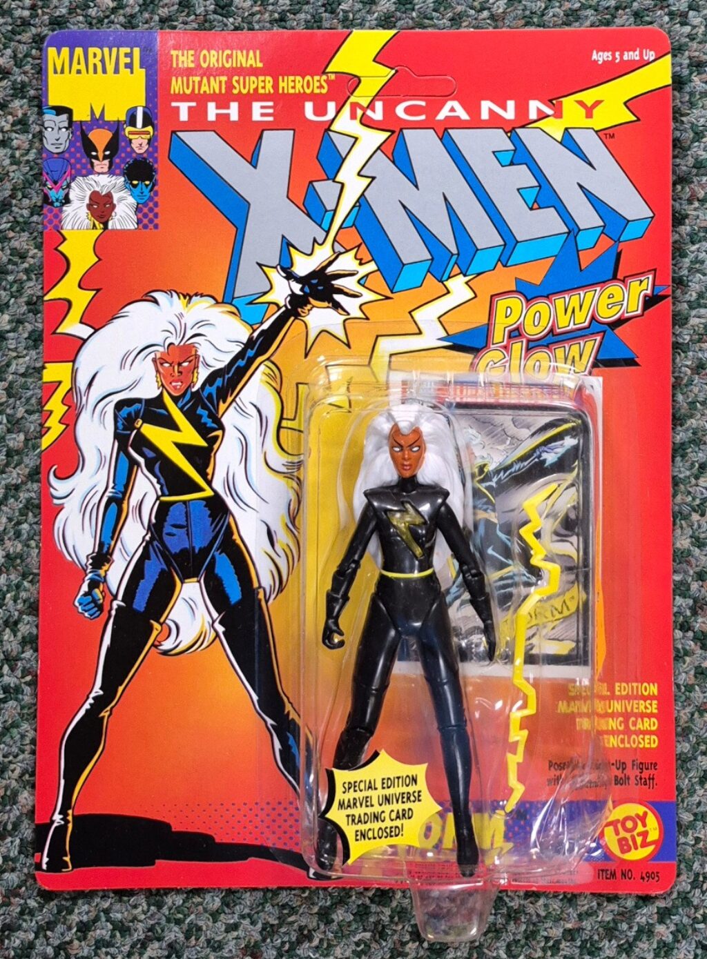 Toy Biz 1991 Uncanny X-Men Power Glow Storm Action Figure: Mint on Unpunched Card 1