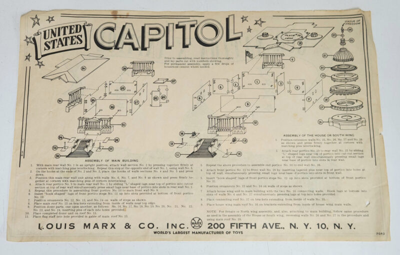 1961 Marx Masterbuilder Kit Capitol of the United States with Presidents Model Kit