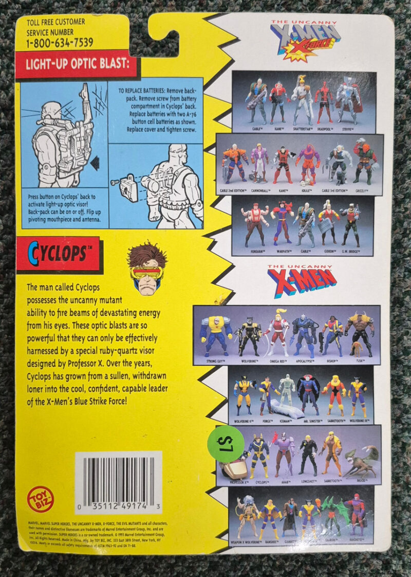 Toy Biz 1993 Uncanny X-Men Cyclops Action Figure: Mint on Card 2