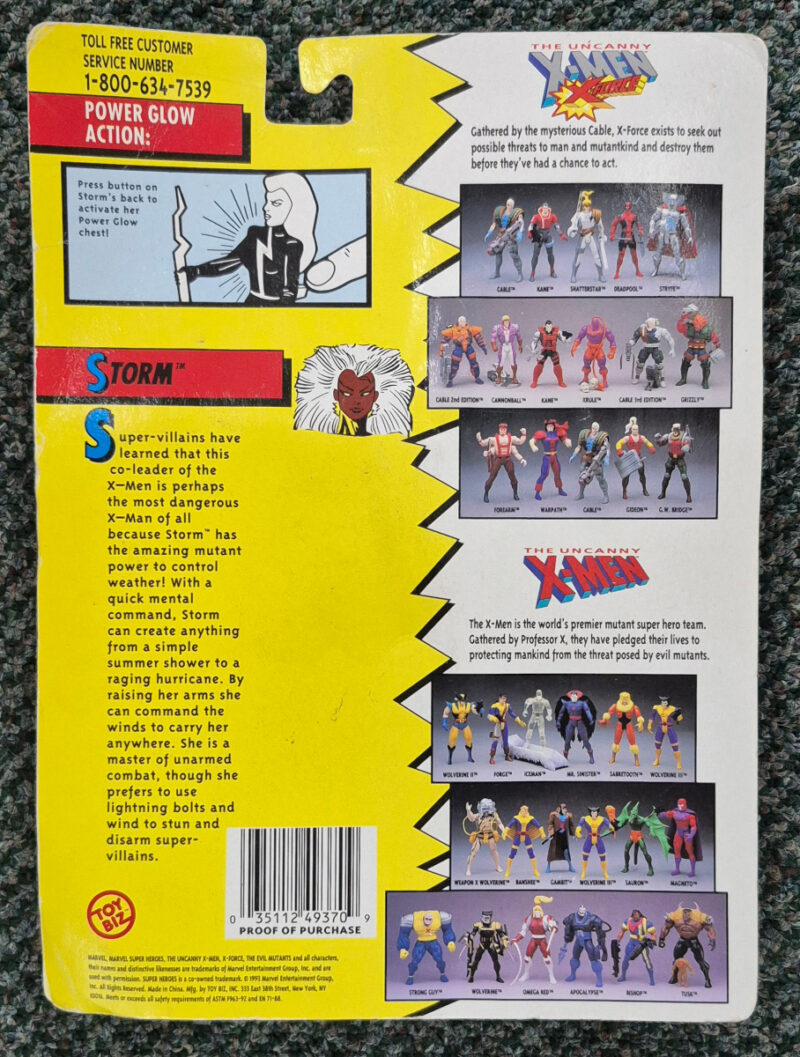 Toy Biz 1993 X-Men Storm Silver Variant Action Figure: Mint on Card 2