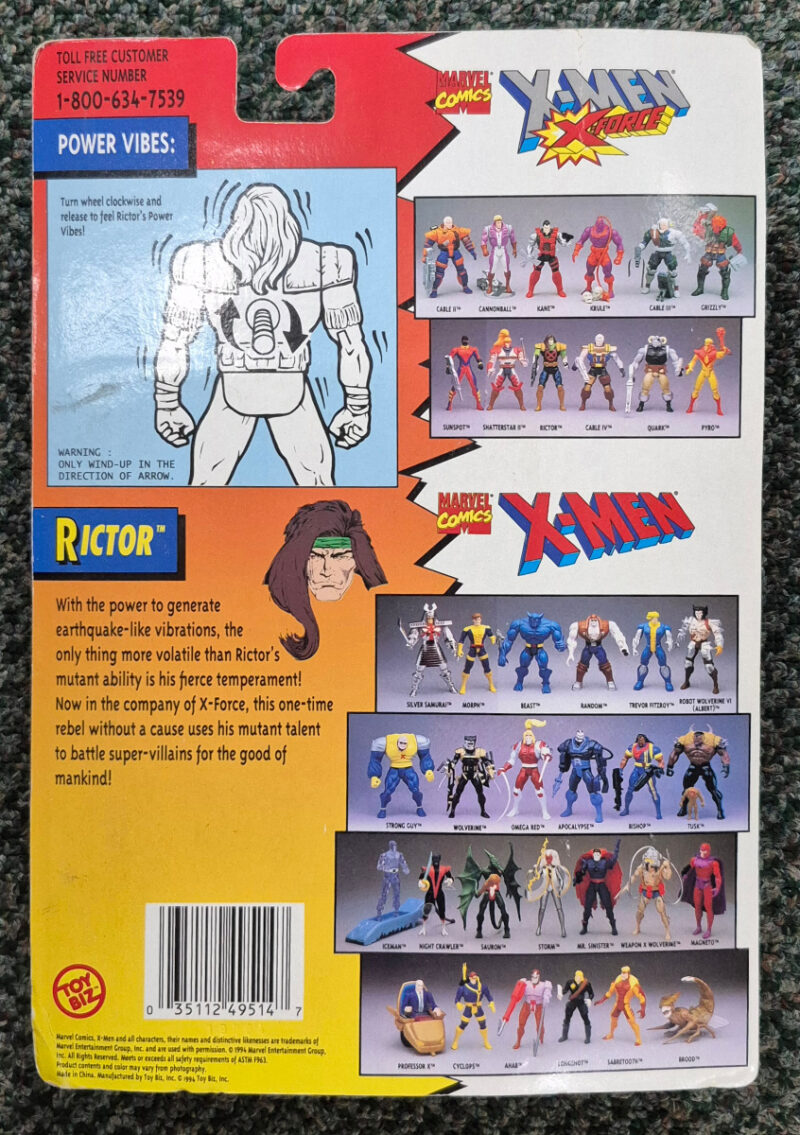 Toy Biz 1994 X-Men X-Force Rictor Action Figure: Mint on Card 2
