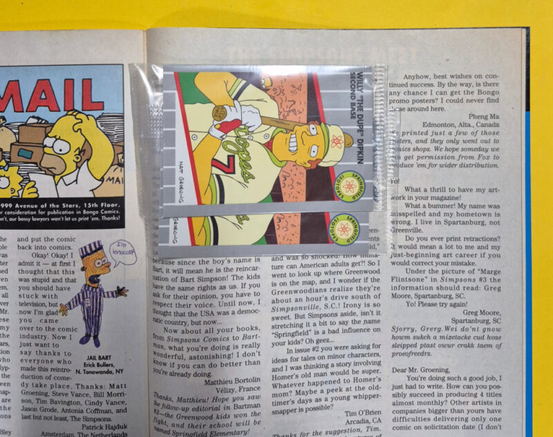 1994 Bongo Comics Simpsons Comics #4 with Two Bound Willy "The Dupe" Dipkin Cards 3