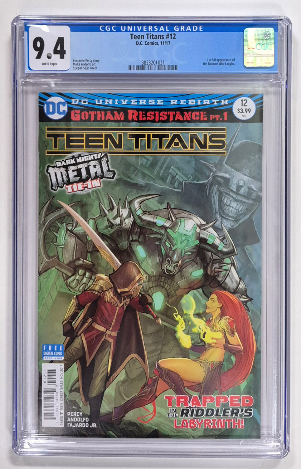 2017 CGC 9.4 DC Comics Teen Titans #12 First Printing 1