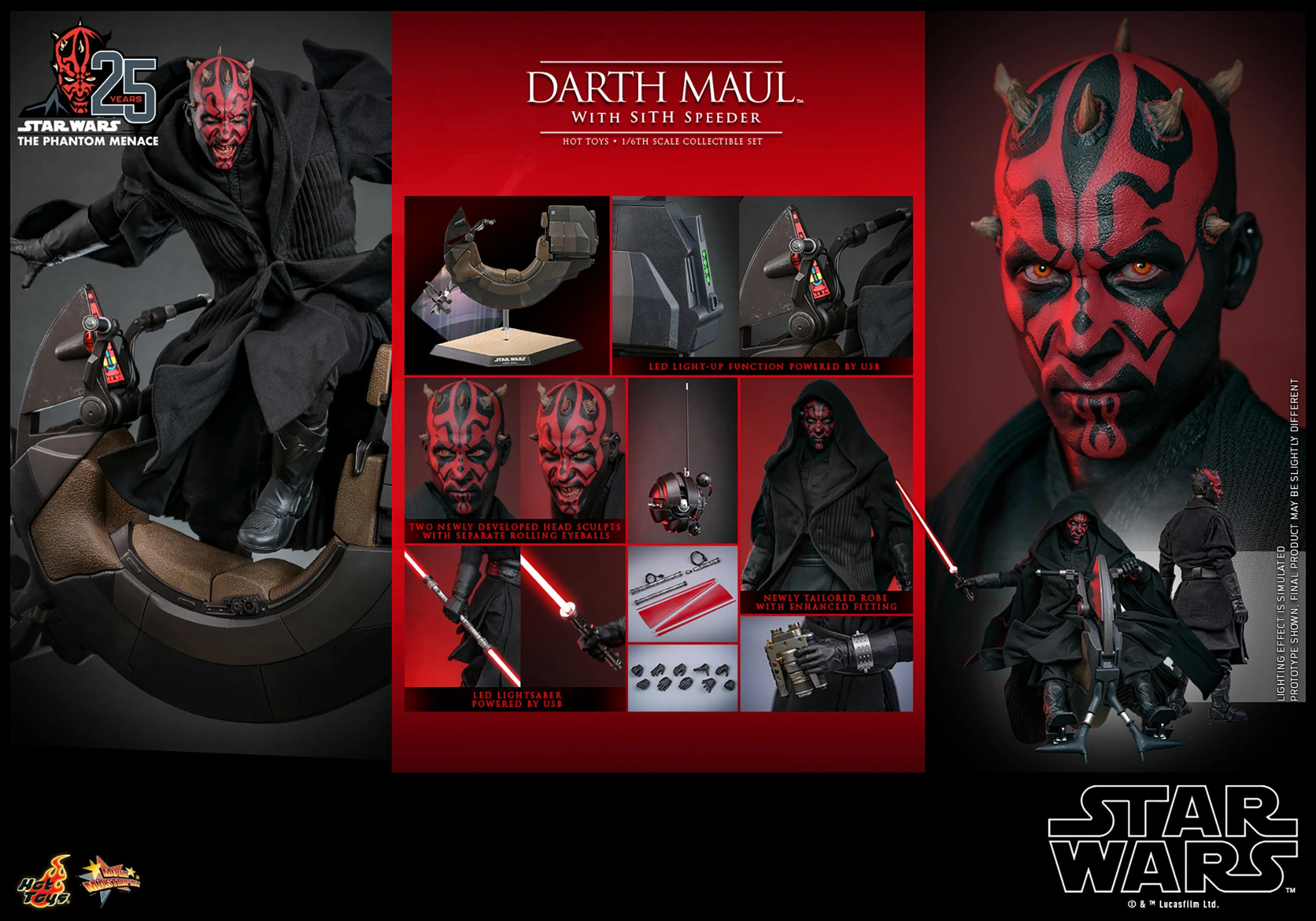 SF・ファンタジー・ホラー STARWARS SITHSPEEDER&DARTH MAUL Star Wars Hot Toys Star Wars Darth Maul with Sith Speeder