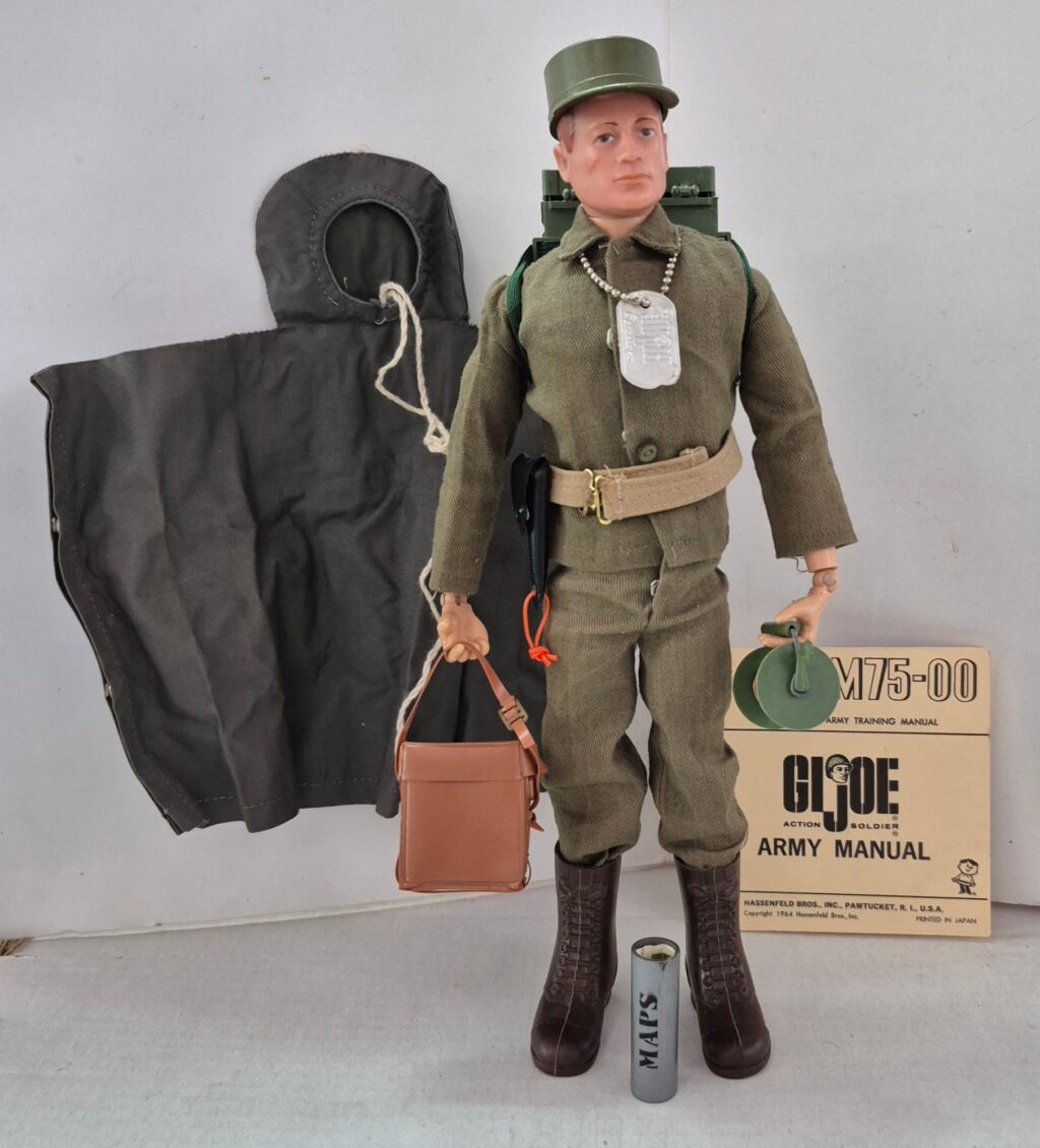 1964 Hasbro G.I. Joe Action Soldier Figure in Complete Command Post Poncho Uniform with All Accessories 1