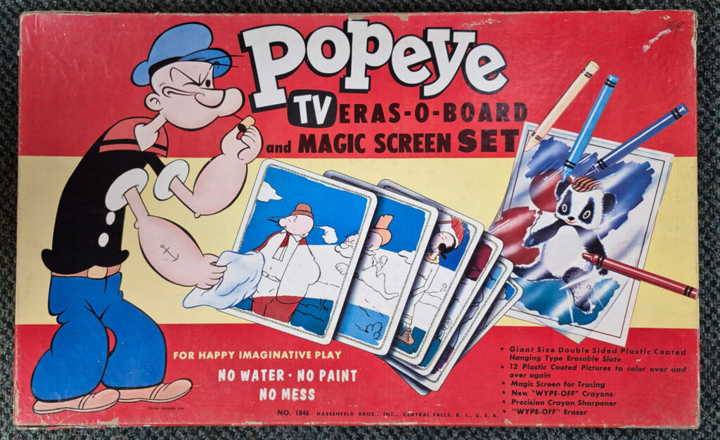 1957 Hassenfeld Bros Popeye TV Erasa-O-Board and Magic Screen Set Complete in the Box 1