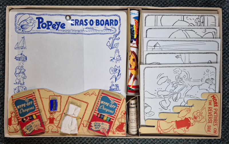 1957 Hassenfeld Bros Popeye TV Erasa-O-Board and Magic Screen Set Complete in the Box 2