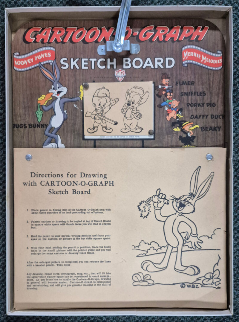 1950's Metal Moss Looney Tunes and Merrie Melodies Cartoon-O-Graph Sketch Board in the Box 3