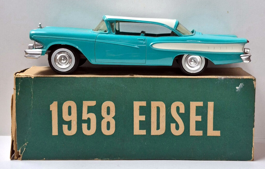 AMT 1958 Aqua & White Ford Edsel Hardtop Friction Motor Dealer Promo Car with Box 1