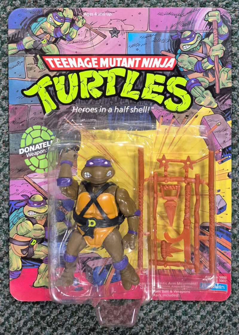 MOC 1988 Playmates TMNT 10-Back Donatello Action Figure: Mint on Factory Sealed Unpunched Card 1