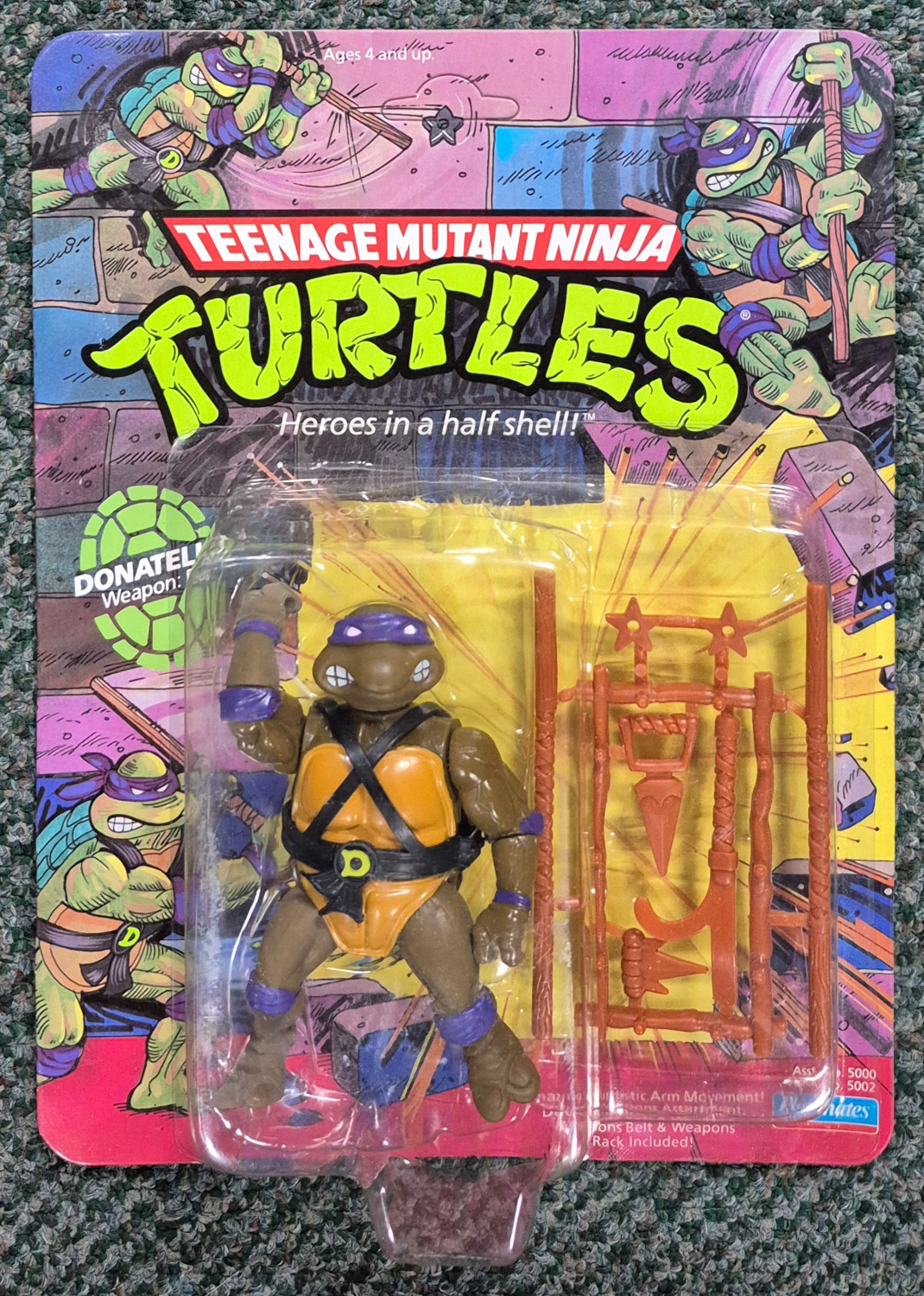 MOC 1988 Playmates TMNT 10-Back Donatello Action Figure: Mint on Factory Sealed Unpunched Card 1