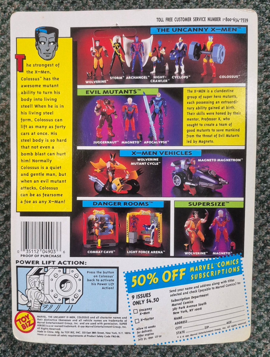 toy-biz-uncanny-x-men-colossus-2 Toy Biz 1991 Uncanny X-Men Colossus Action Figure: Mint on Unpunched Card 2