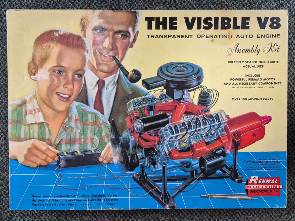 Vintage 1960 Renwal The Visible V8 Transparent Operating Auto Engine Model Kit Complete and Unbuilt in the Box 1