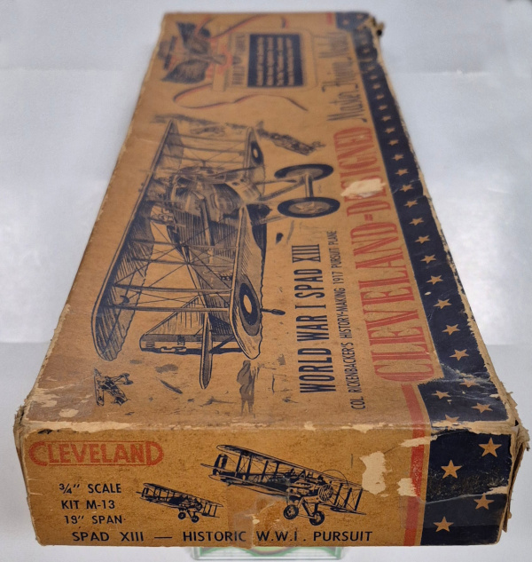 cleveland-designed-m-13-world-war-i-spad-xiii-balsa-wood-airplane-model-kit-2 Vintage 1945 Cleveland Models M-13 19" World War I Spad XIII Balsa Wood Airplane Model Kit Unbuilt in the Box 2