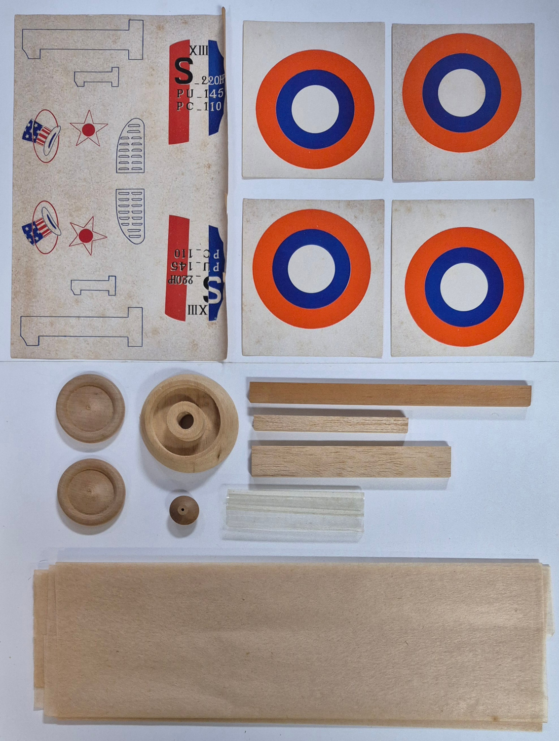 cleveland-designed-m-13-world-war-i-spad-xiii-balsa-wood-airplane-model-kit-5 Vintage 1945 Cleveland Models M-13 19" World War I Spad XIII Balsa Wood Airplane Model Kit Unbuilt in the Box 5