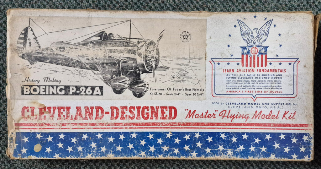 Vintage 1944 Cleveland Model SF-60 Boeing P-26 A Balsa Wood Airplane Model Kit Unbuilt in the Box 1