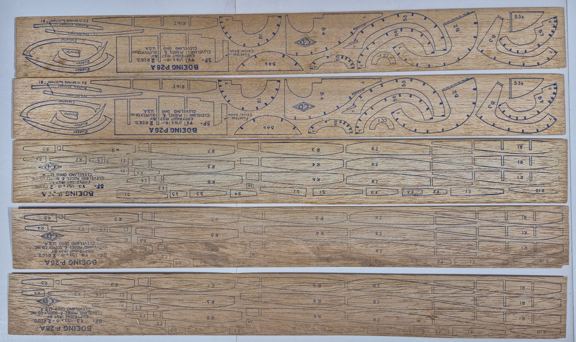 cleveland-designed-sf-60-boeing-p-26-a-balsa-wood-airplane-model-kit-3 Vintage 1944 Cleveland Model SF-60 Boeing P-26 A Balsa Wood Airplane Model Kit Unbuilt in the Box 3