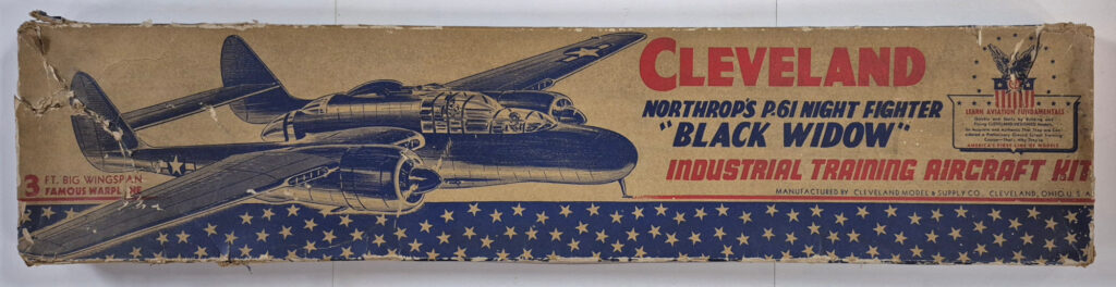 Vintage 1943 Cleveland Designed T-155 36" Northrop's P-61 Night Fighter "Black Widow" Balsa Wood Airplane Model Kit Unbuilt in the Box 1