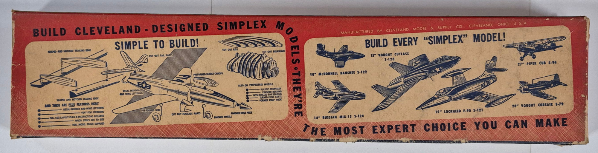 cleveland-model-s-124-russian-mig-15-balsa-wood-airplane-model-box-and-plans-2 Vintage 1951 Cleveland Model Simplex S-124 Russian MIG-15 Jet Fighter Balsa Wood Airplane Model Kit Box & Plans 2