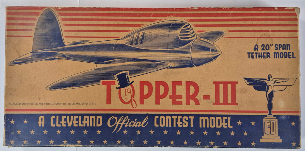 Vintage 1947 Cleveland Model Topper-III Official Contest Model Balsa Wood Airplane Model Kit Unbuilt in the Box 1