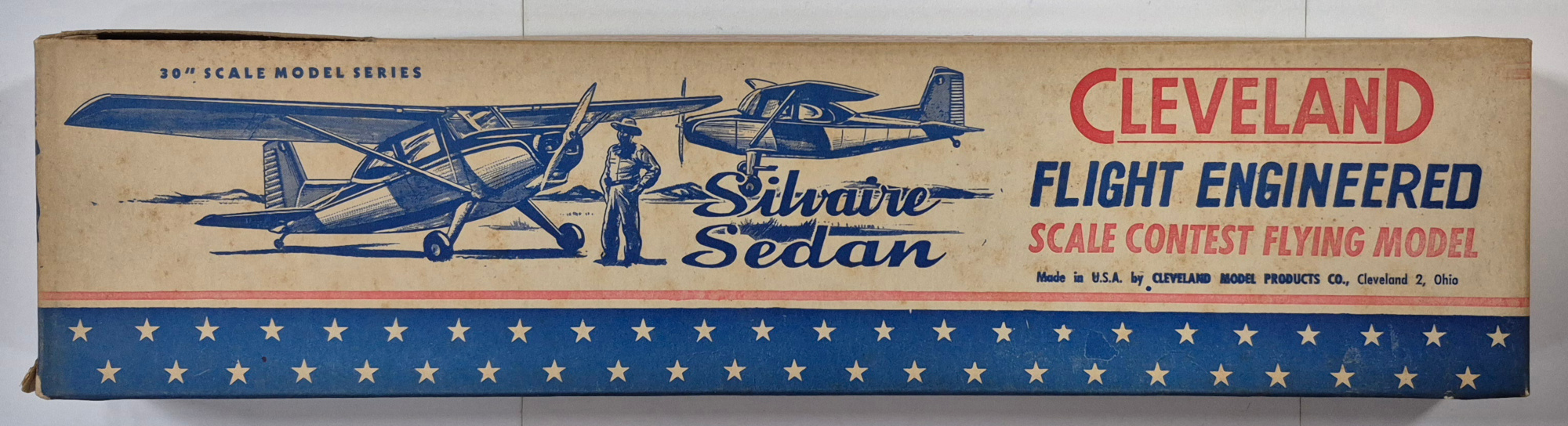 Vintage 1948 Cleveland Models IT-112 30" Silvaire Sedan Balsa Wood Airplane Model Kit Unbuilt in the Box 1