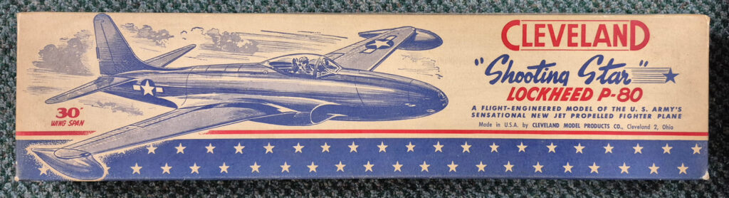 Vintage 1946 Cleveland Models IT-90 30" Shooting Star Lockheed P-80 Balsa Wood Airplane Model Kit Unbuilt in the Box 1