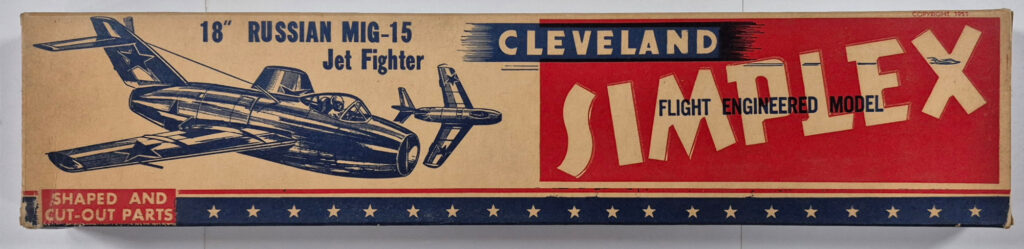 Vintage 1951 Cleveland Models Simplex S-124 18" Russian MIG-15 Jet Fighter Balsa Wood Airplane Model Kit Unbuilt in the Box 1