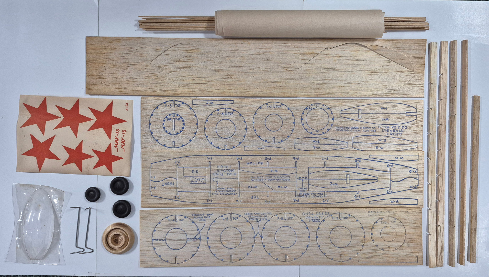 cleveland-models-s-124-simplex-1822-russian-mig-15-jet-fighter-balsa-wood-airplane-model-kit-4 Vintage 1951 Cleveland Models Simplex S-124 18" Russian MIG-15 Jet Fighter Balsa Wood Airplane Model Kit Unbuilt in the Box 4