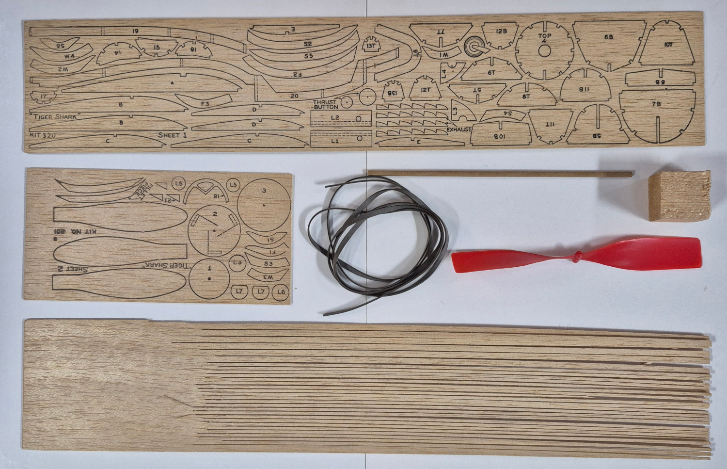 comet-curtiss-p40-tiger-shark-balsa-wood-airplane-model-kit-2 1986 Comet Curtiss P40 Tiger Shark Balsa Wood Airplane Model Kit Unbuilt in the Box 2