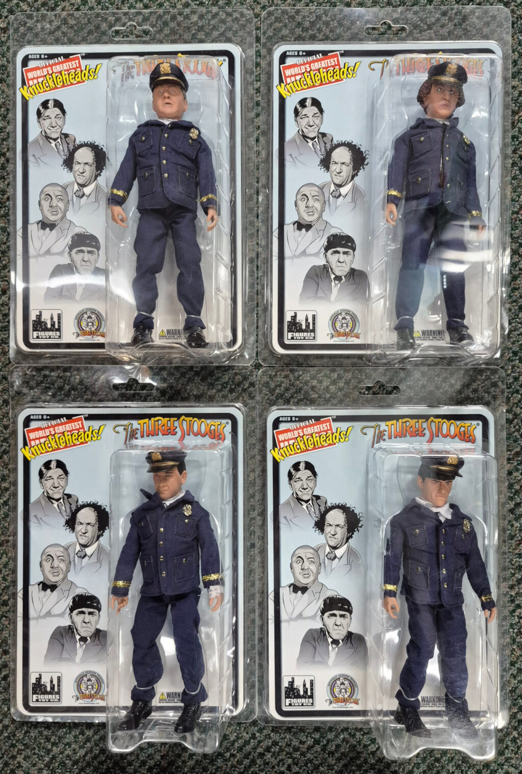 Figures Toy Co. The Three Stooges Dizzy Detectives Set of Four Action Figures: Mint on Card 1