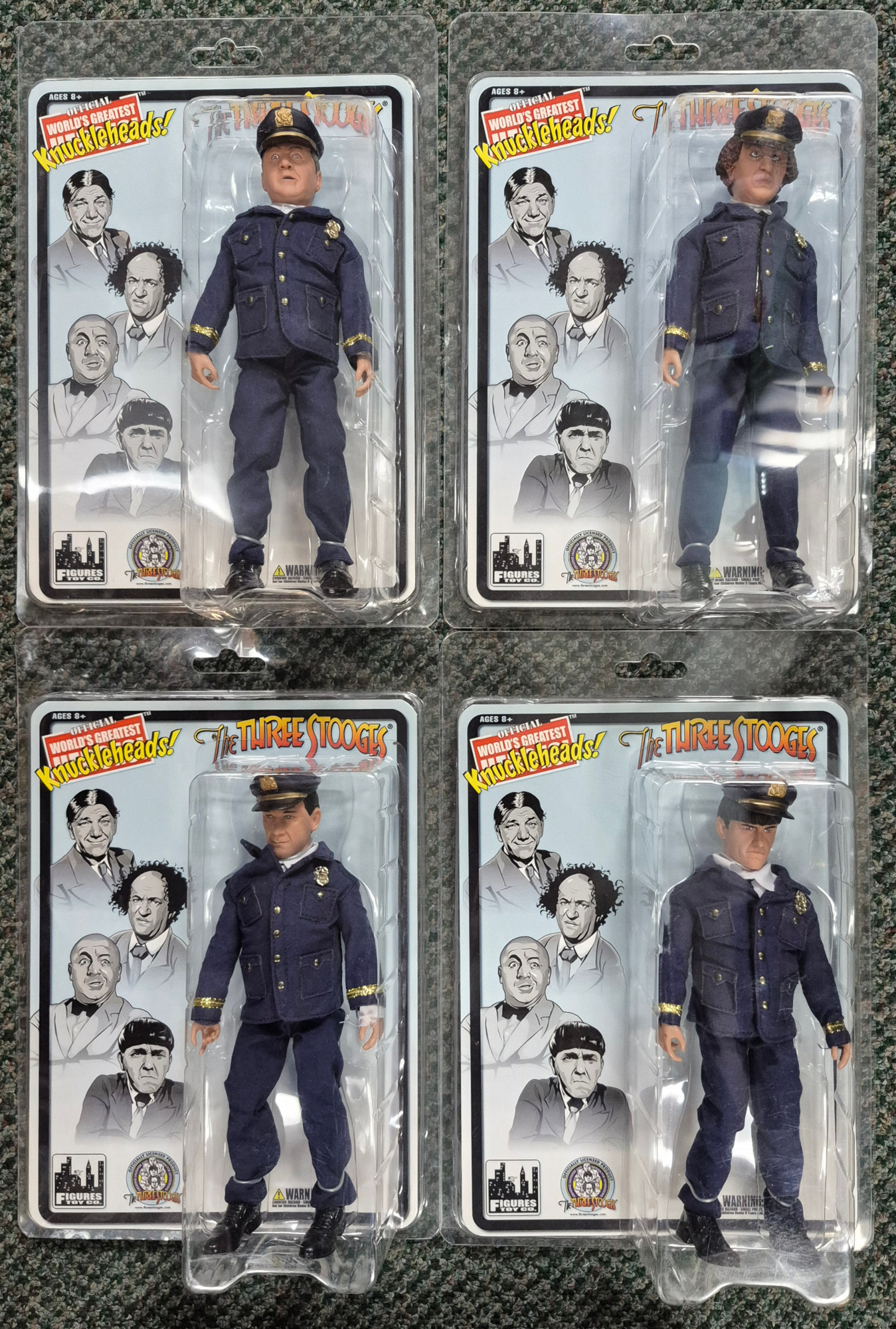 Figures Toy Co. The Three Stooges Dizzy Detectives Set of Four Action Figures: Mint on Card 1