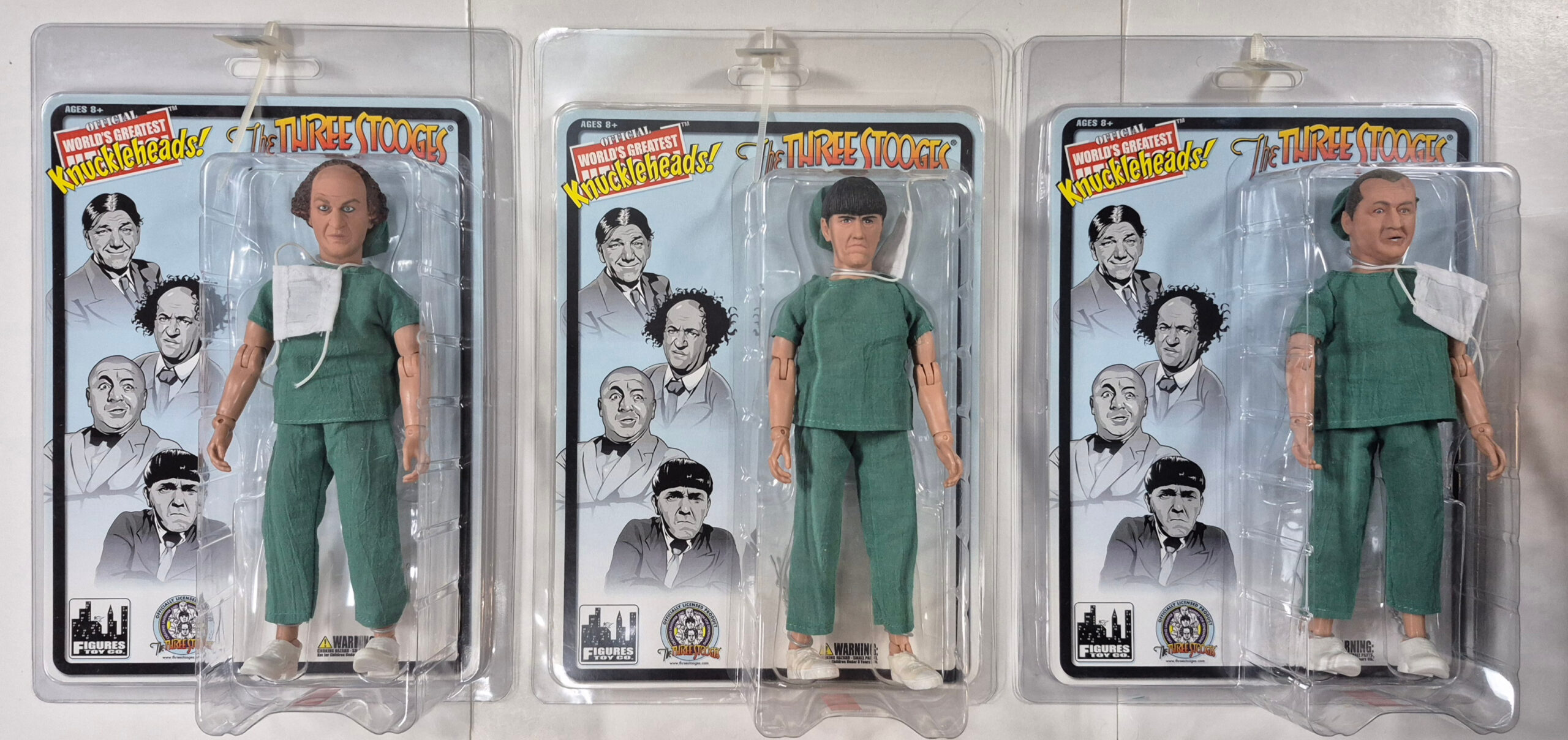 Figures Toy Co. The Three Stooges Men in Black Set of Three Action Figures: Mint on Card 1