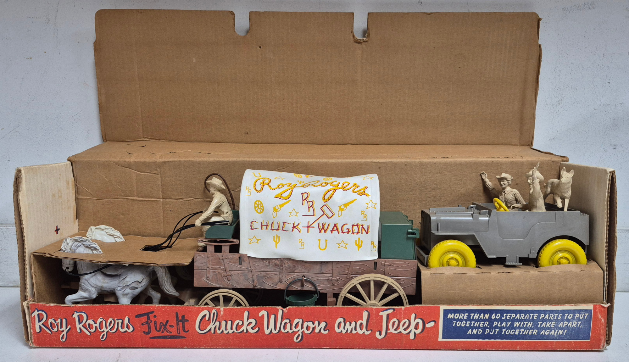 1954 Ideal Roy Rogers Fix-It Chuck Wagon and Jeep Playset in the Box 1