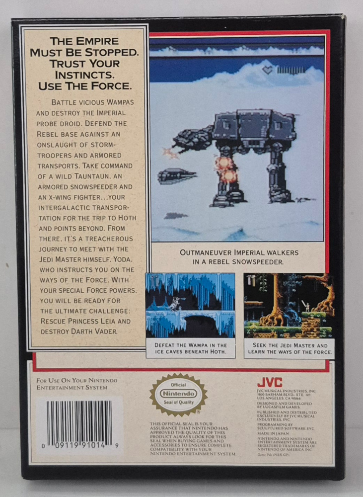 lucasfilm-games-nintendo-nes-star-wars-the-empire-strikes-back-game-cartridge-and-box-2 1991 Lucasfilm Games for Nintendo NES Star Wars The Empire Strikes Back Game Cartridge Complete in Box 2