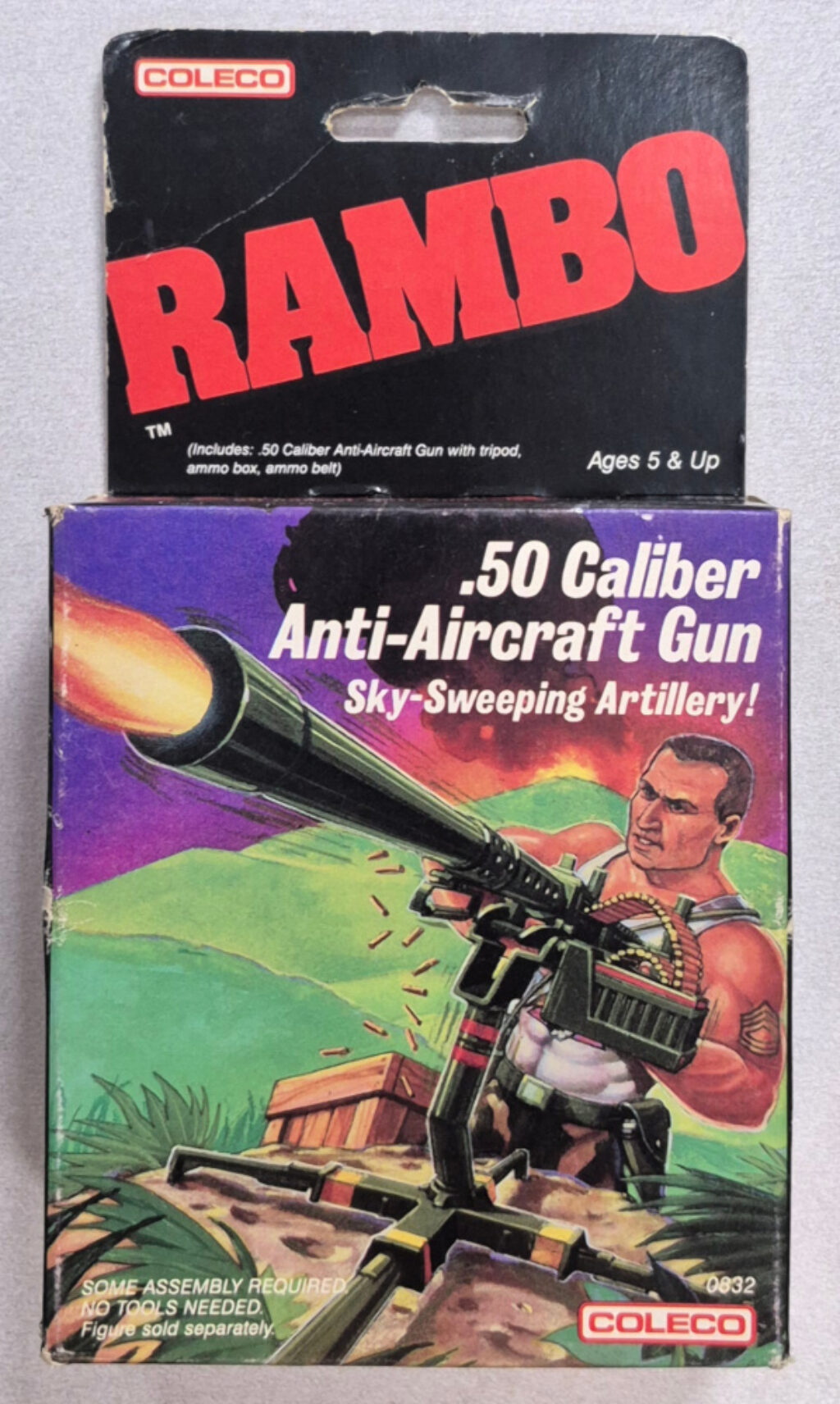 1986 Coleco Rambo .50 Caliber Anti-Aircraft Gun: Mint in Box 1