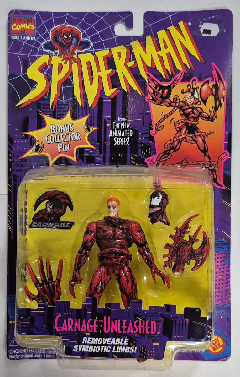 Toy Biz Spider-Man The Animated Series Carnage Unleashed Action Figure: Mint on Card 1
