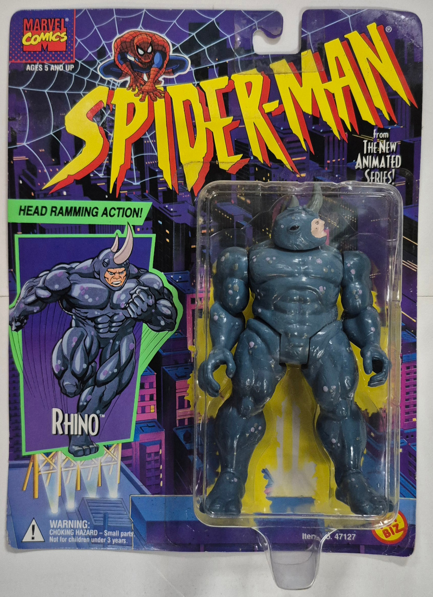 toy-biz-spider-man-the-animated-series-rhino-figure-1 Toy Biz Spider-Man The Animated Series Rhino Action Figure: Mint on Card 1