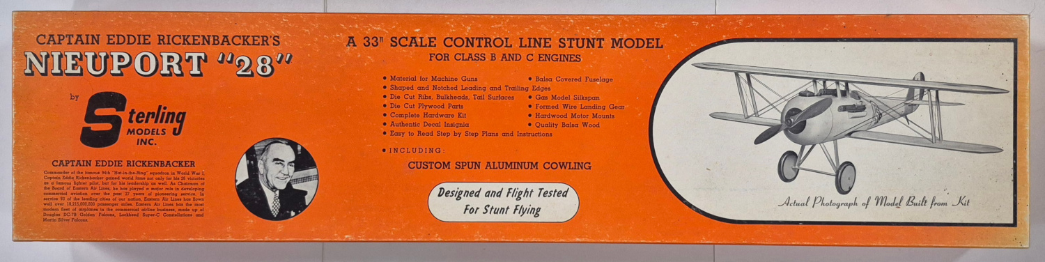 Vintage 1950's Captain Eddie Rickenbacker's Nieuport "28" Balsa Wood Airplane Model Kit in Box 1