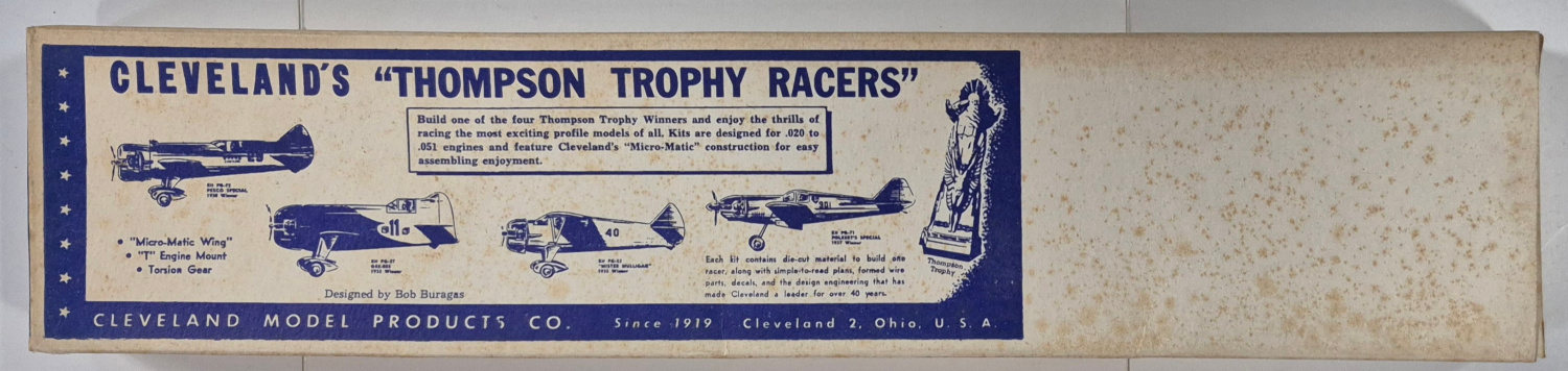 Vintage 1960 Cleveland Thompson Trophy Racers Doolittle's Gee-Bee 1932 Winner Balsa Wood Flying Airplane Model Kit in Box 1