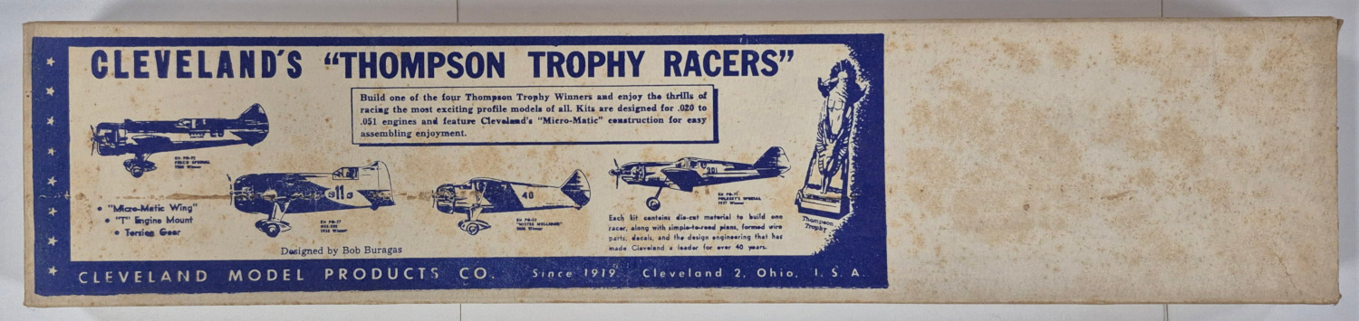 Vintage 1960 Cleveland Thompson Trophy Racers "Mister Mulligan" 1935 Winner Balsa Wood Flying Airplane Model Kit in Box 1