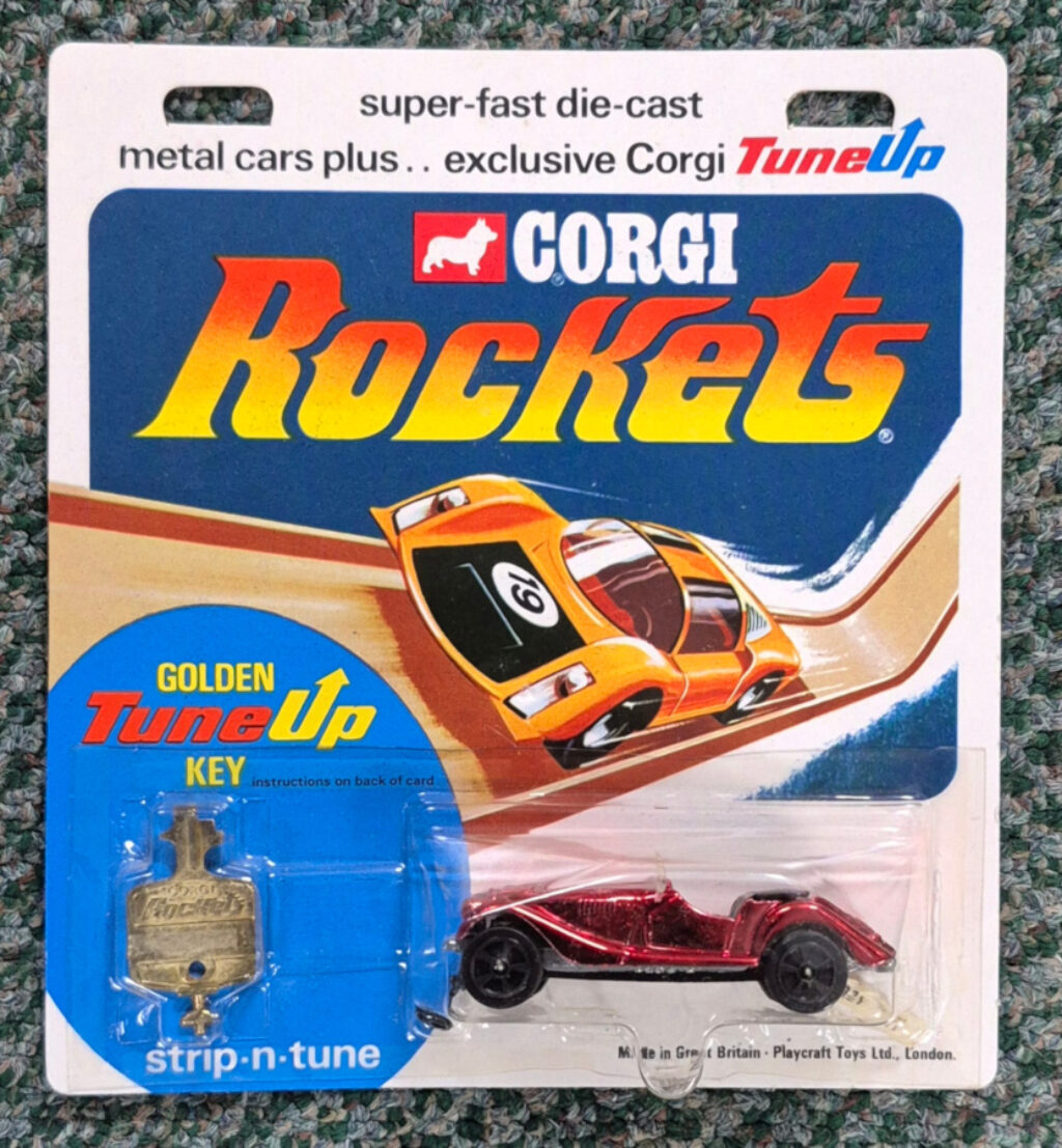 MOC Corgi Rockets Diecast 921 Morgan Plus 8 with Golden Tune-up Key : Mint on Card 1