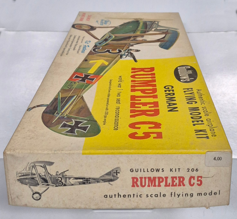 guillows-german-ruimpler-c5-wwi-reconaissance-balsa-wood-model-airplane-2 Vintage 1964 Guillow's German Rumpler C5 Balsa Wood Airplane Model Kit in Box 2