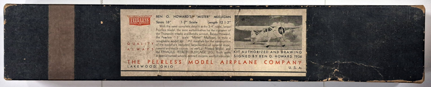 Vintage 1936 Peerless Ben O. Howard's "Mister" Mulligan Balsa Wood Airplane Model Kit in Box 1