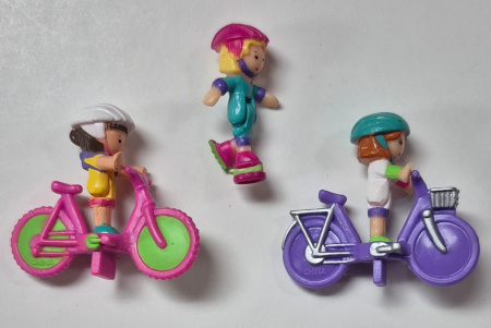 bluebird-toys-polly-pocket-pollys-bicycle-friends-3 1994 Bluebird Toys Polly Pocket Polly's Bicycle Friends Set - Complete 3