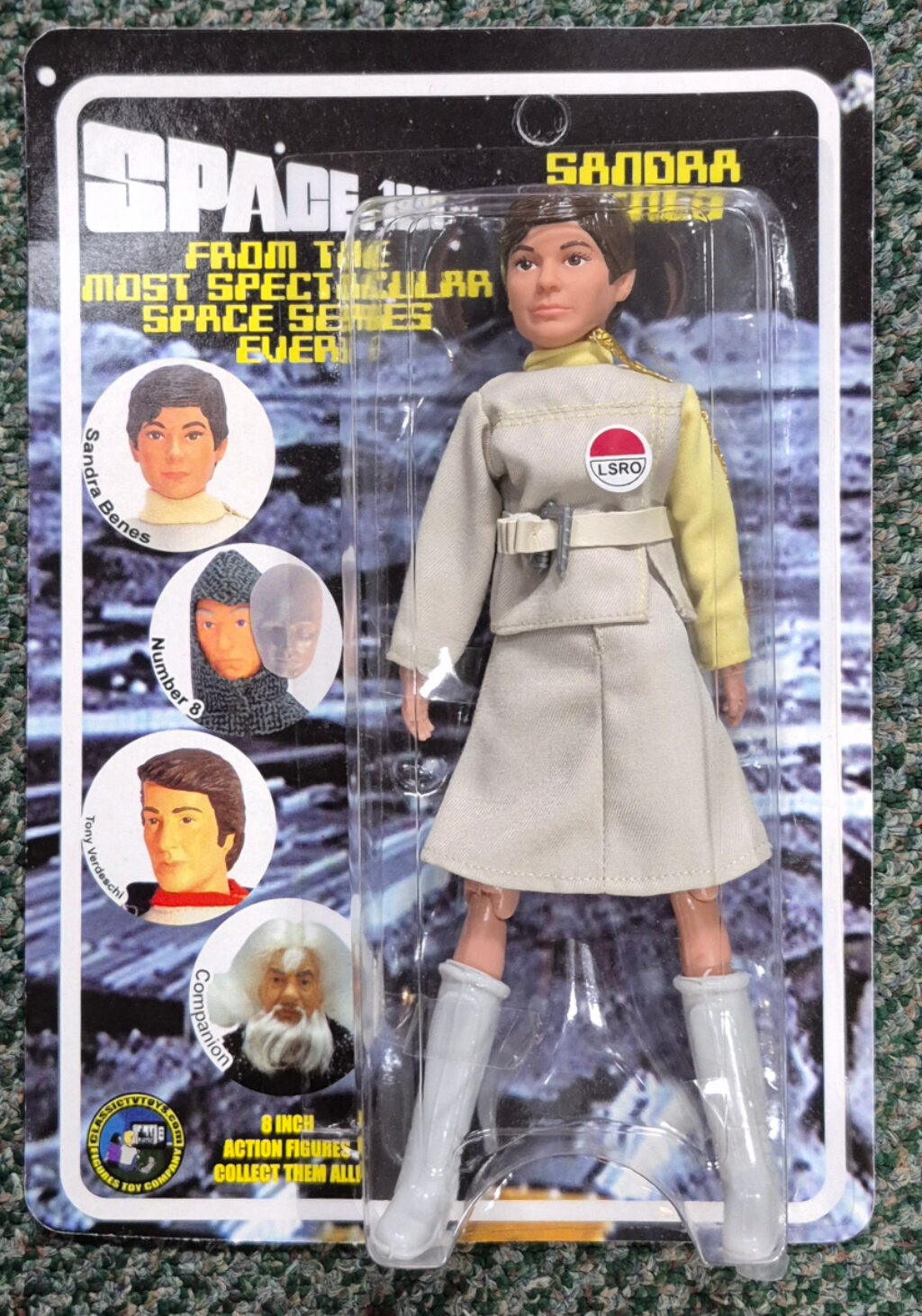 MOC Figures Toy Company Space: 1999 Sandra Benes Series 3 Action Figure on Unpunched Factory Sealed Card 1