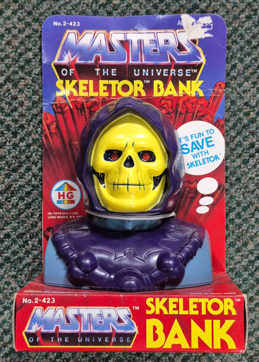 1984 HG Toys Masters of the Universe (MOTU) Skeletor Bank in Original Package 1
